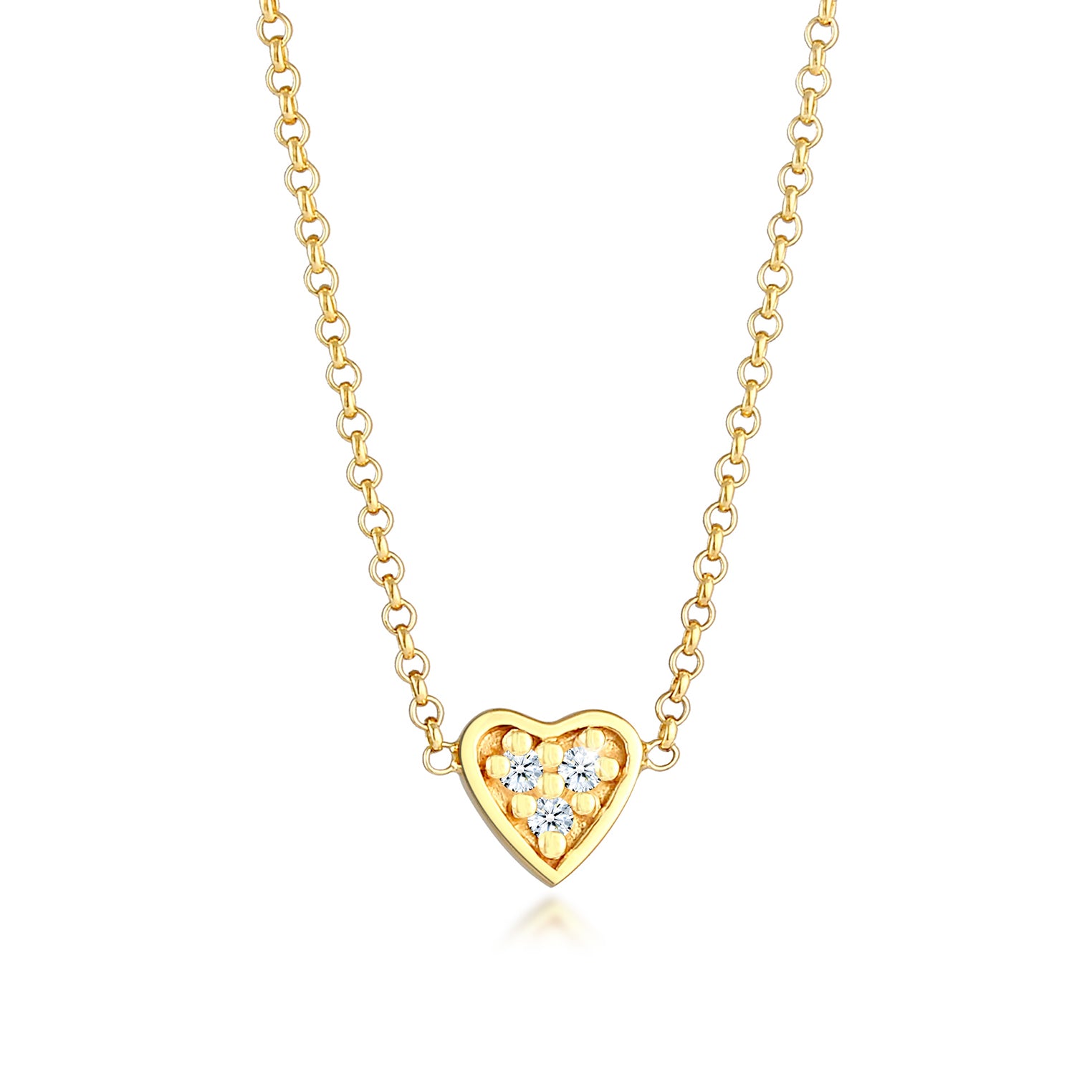 Gold - Elli DIAMONDS | Halskette Herz | Diamant ( Weiß, 0,045 ct ) | 375 Gelbgold