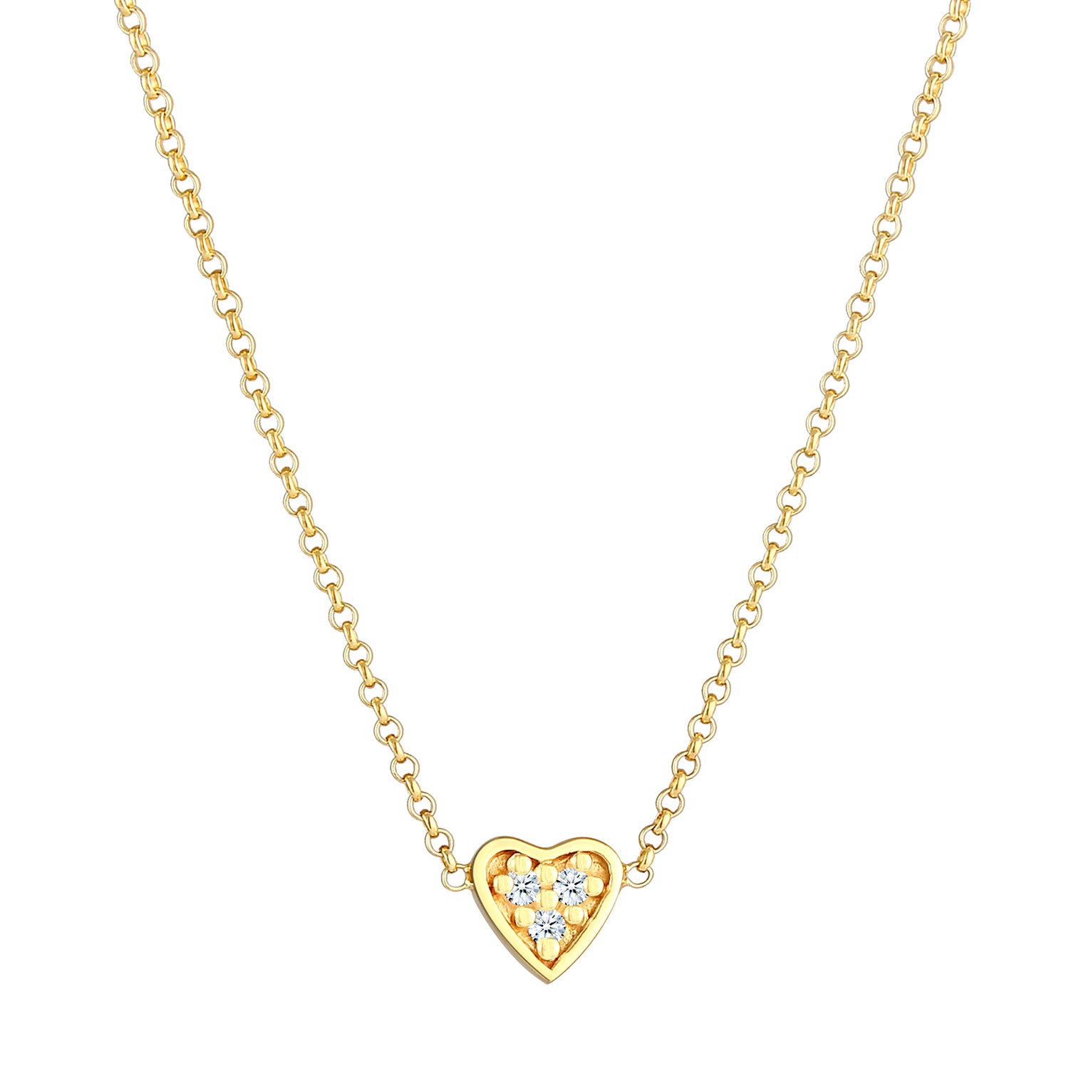 Gold - Elli DIAMONDS | Halskette Herz | Diamant ( Weiß, 0,045 ct ) | 375 Gelbgold