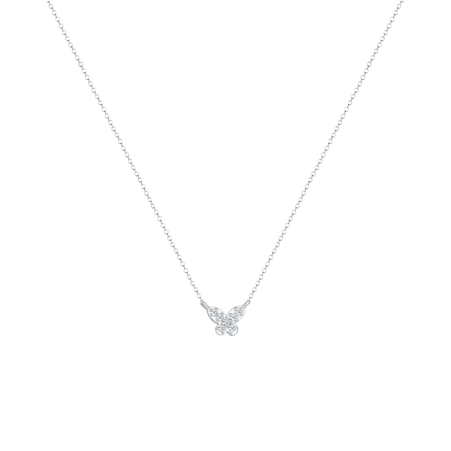 Silber - Elli DIAMONDS | Halskette Schmetterling | Diamant (Weiß, 0,105 ct) | 925er Sterling Silber