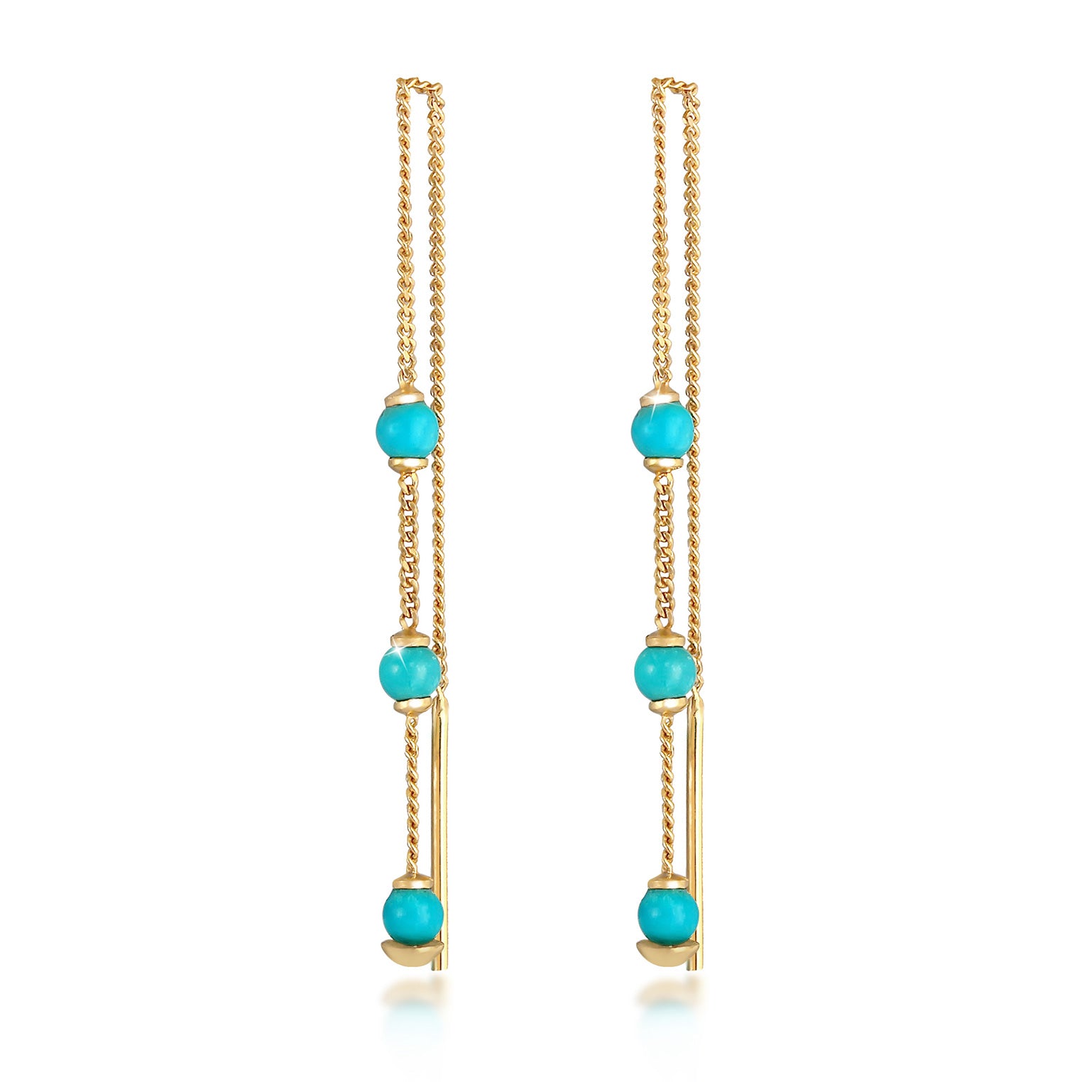 Gold - Elli | Ohrhänger Bead | Howlith ( Türkis ) | 925 Sterling Silber vergoldet