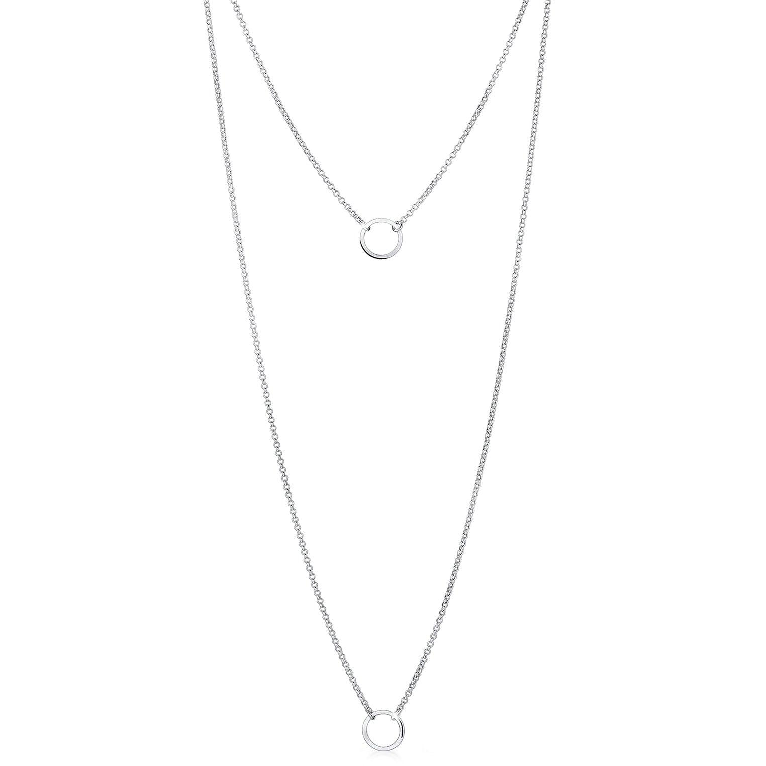 Silber - Elli | Layer-Halskette Kreis Geo | 925er Sterling Silber