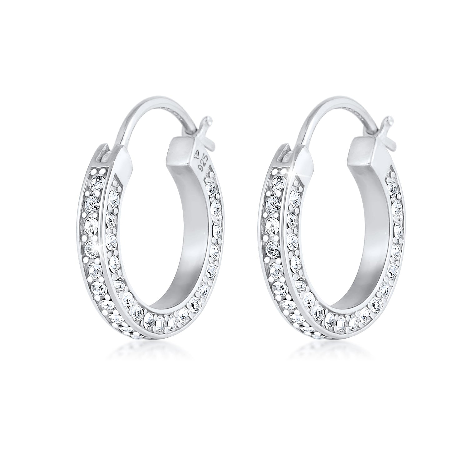 Silber - Elli PREMIUM | Creole | Mit Kristallen von Swarovski® (Weiß) | 925er Sterling Silber