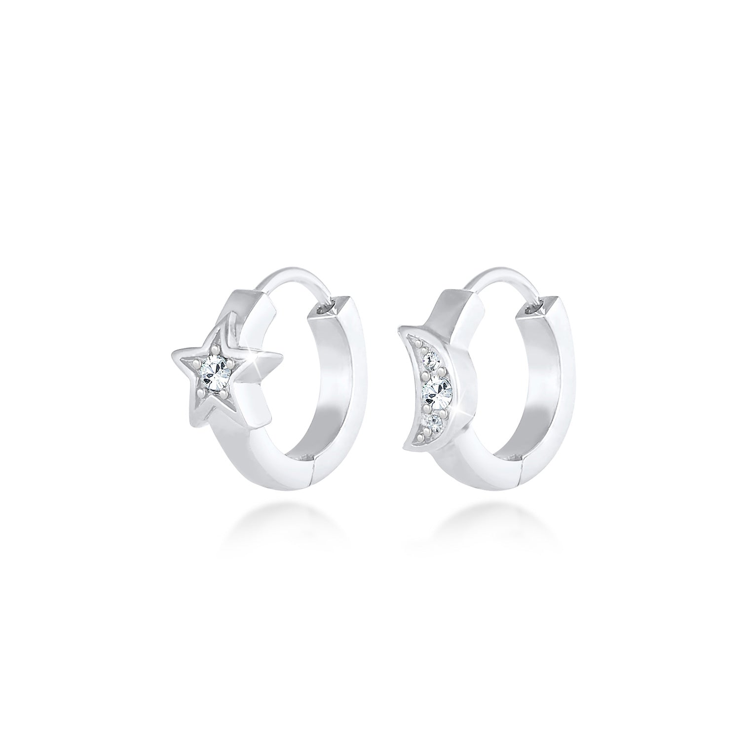 Silber - Elli | Creole Astro | Kristall ( Weiß ) | 925er Sterling Silber