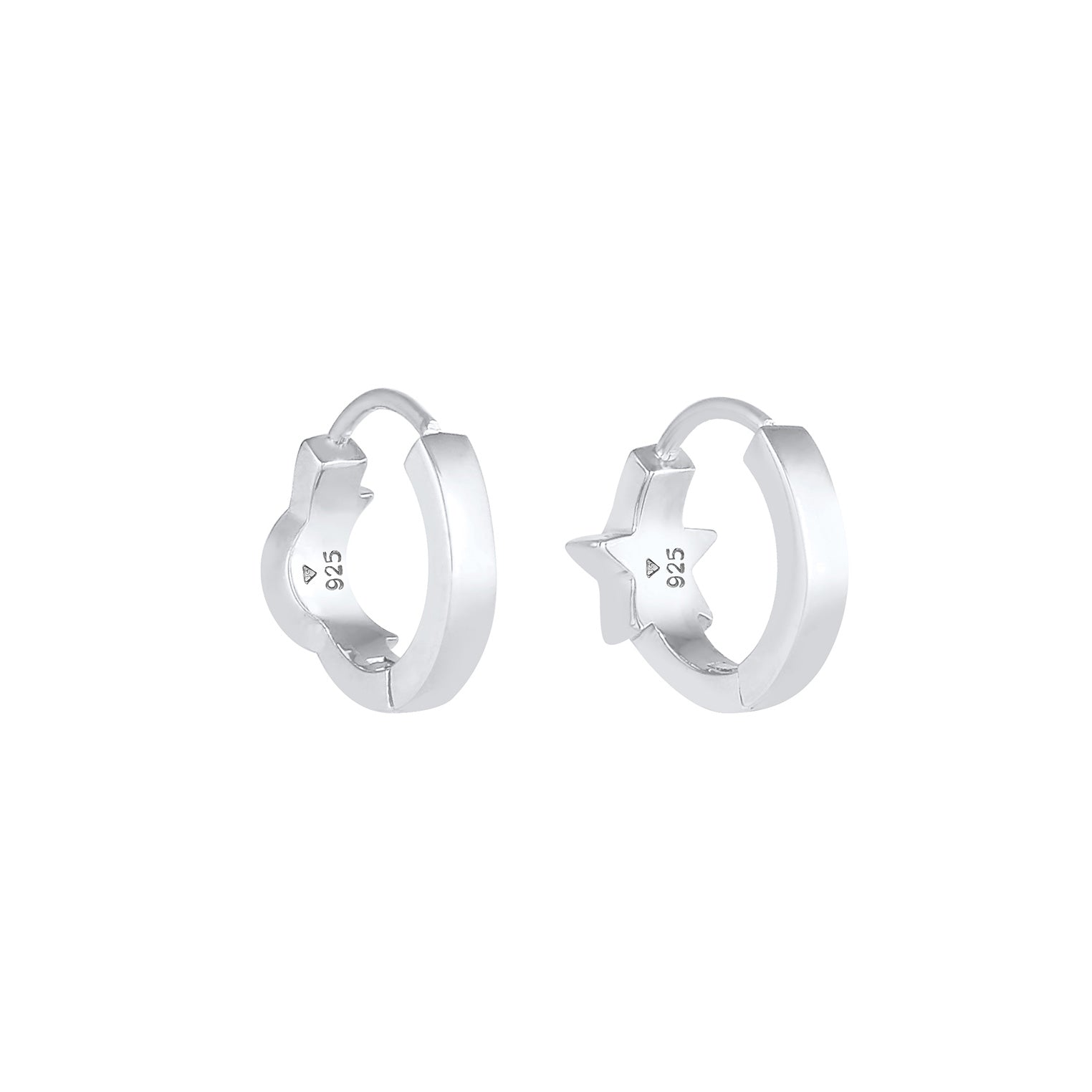 Silber - Elli | Creole Astro | Kristall ( Weiß ) | 925er Sterling Silber