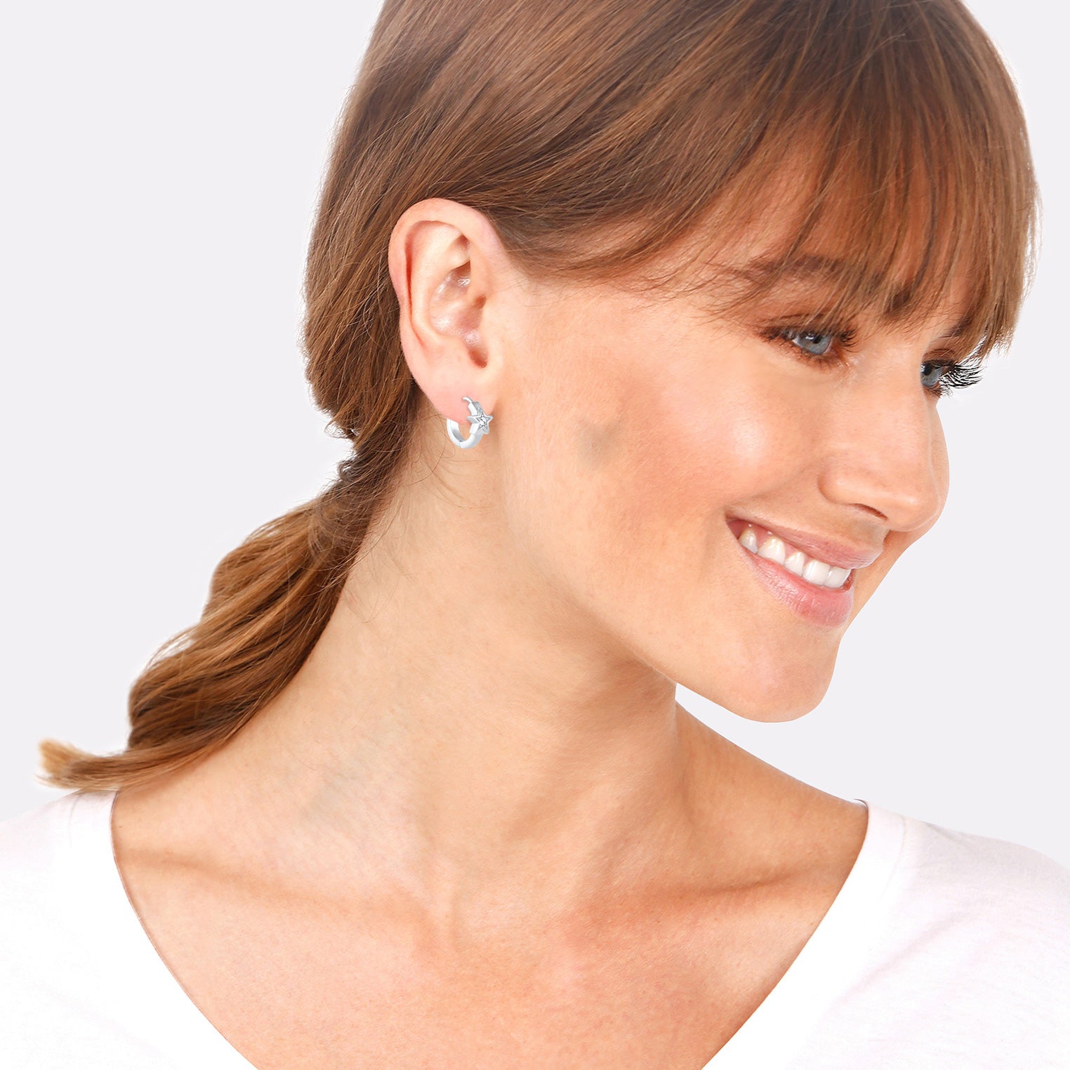 Silber - Elli | Creole Astro | Kristall ( Weiß ) | 925er Sterling Silber
