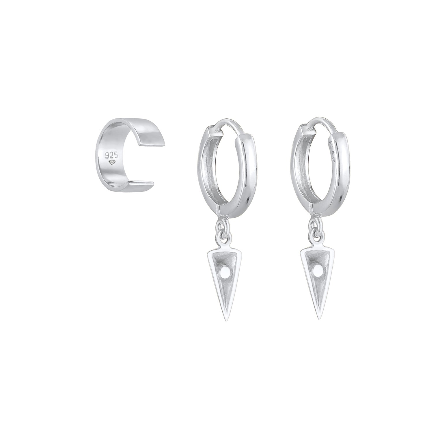Silber - Elli | Ohrringset Dreieck | 925er Sterling Silber