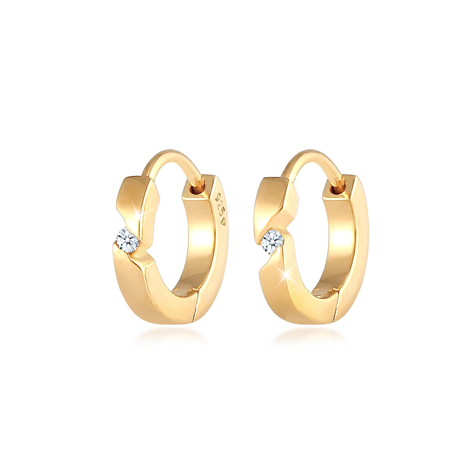 Gold - Elli DIAMONDS | Creole | Diamant ( Weiß, 0,03 ct ) | 925 Sterling Silber vergoldet