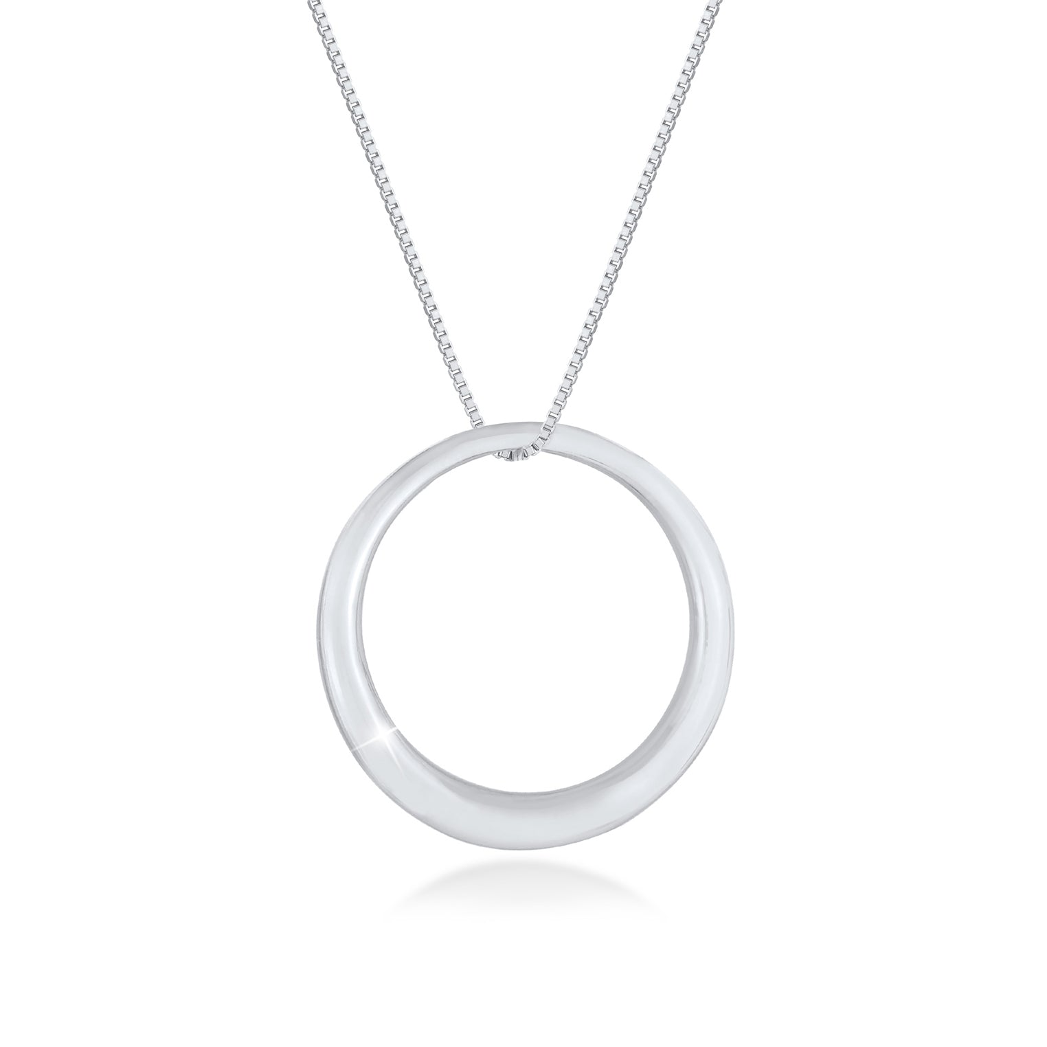 Silber - Elli | Lange Venezianer-Halskette Kreis | 925er Sterling Silber