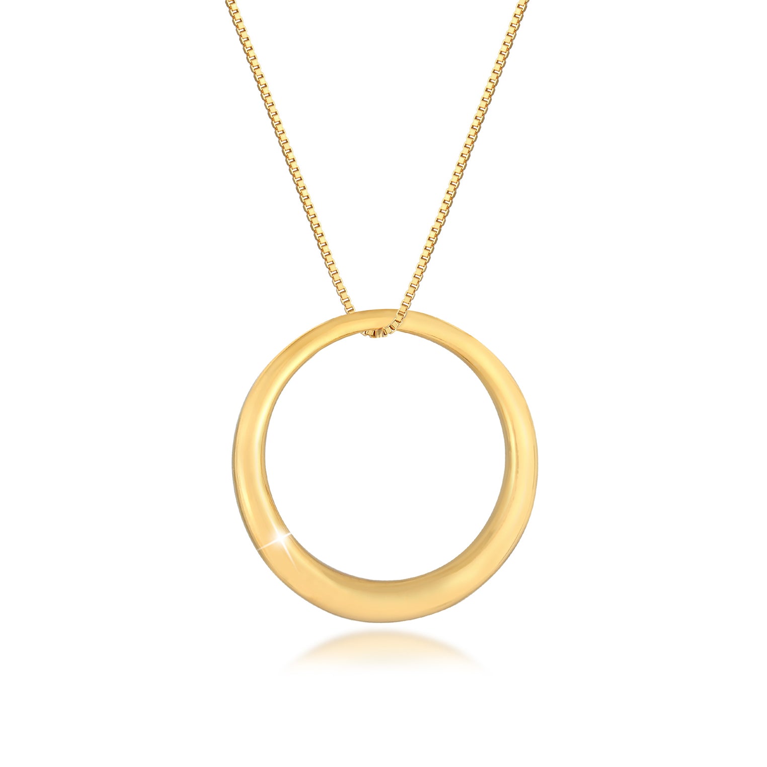 Gold - Elli | Lange Venezianer-Halskette Kreis | 925 Sterling Silber vergoldet