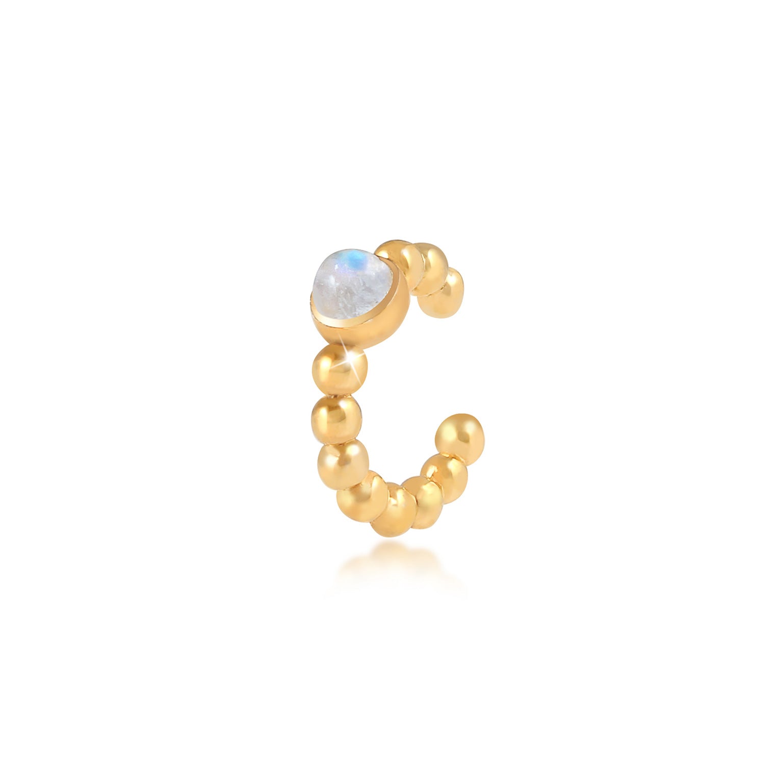 Gold - Elli | Single Earcuff | Mondstein ( Weiß ) | 925 Sterling Silber vergoldet