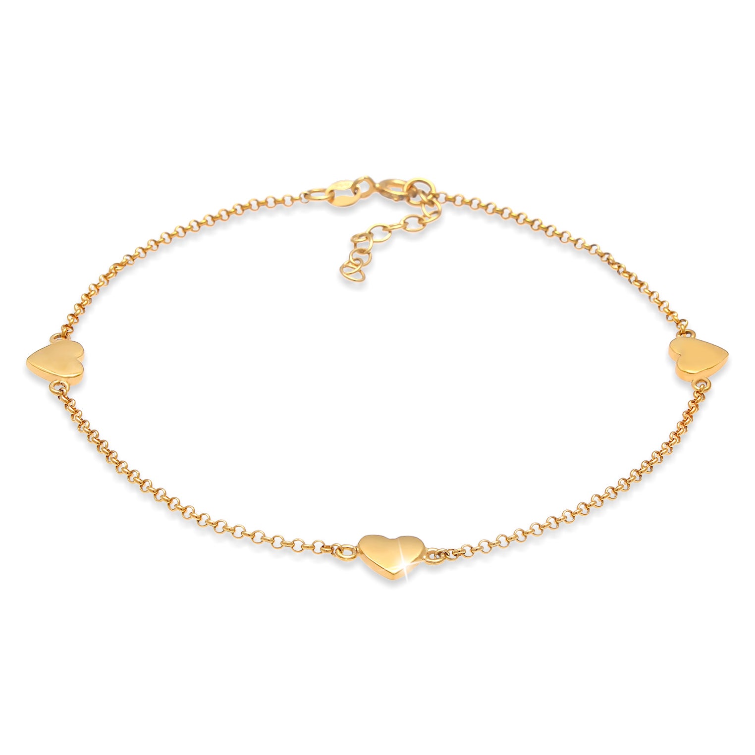 Gold - Nenalina | Fußkettchen Herz | 925 Sterling Silber vergoldet