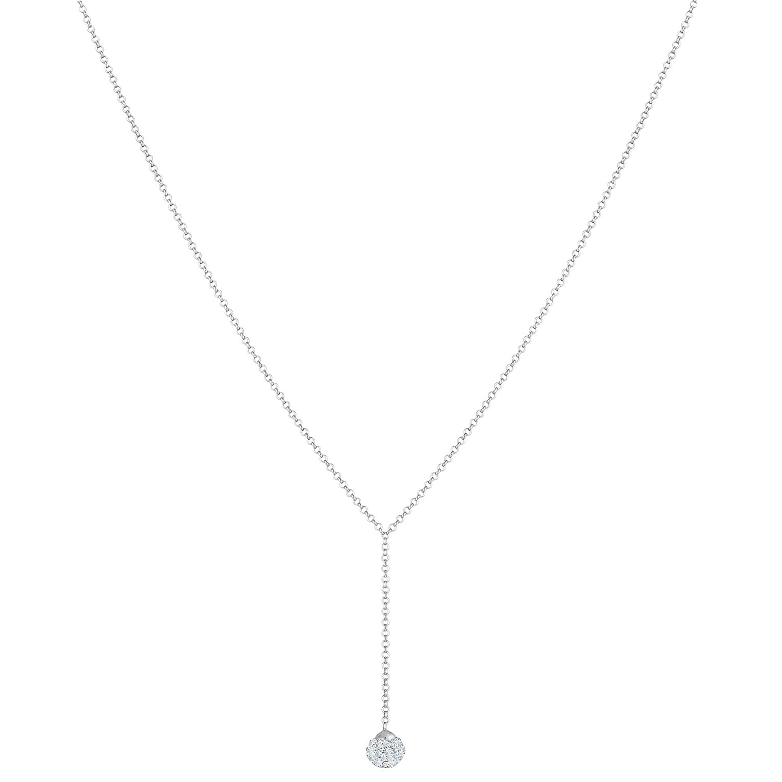 Silber - Elli | Halskette Kugel | Mit Kristallen von Swarovski® (Weiß) | 925er Sterling Silber