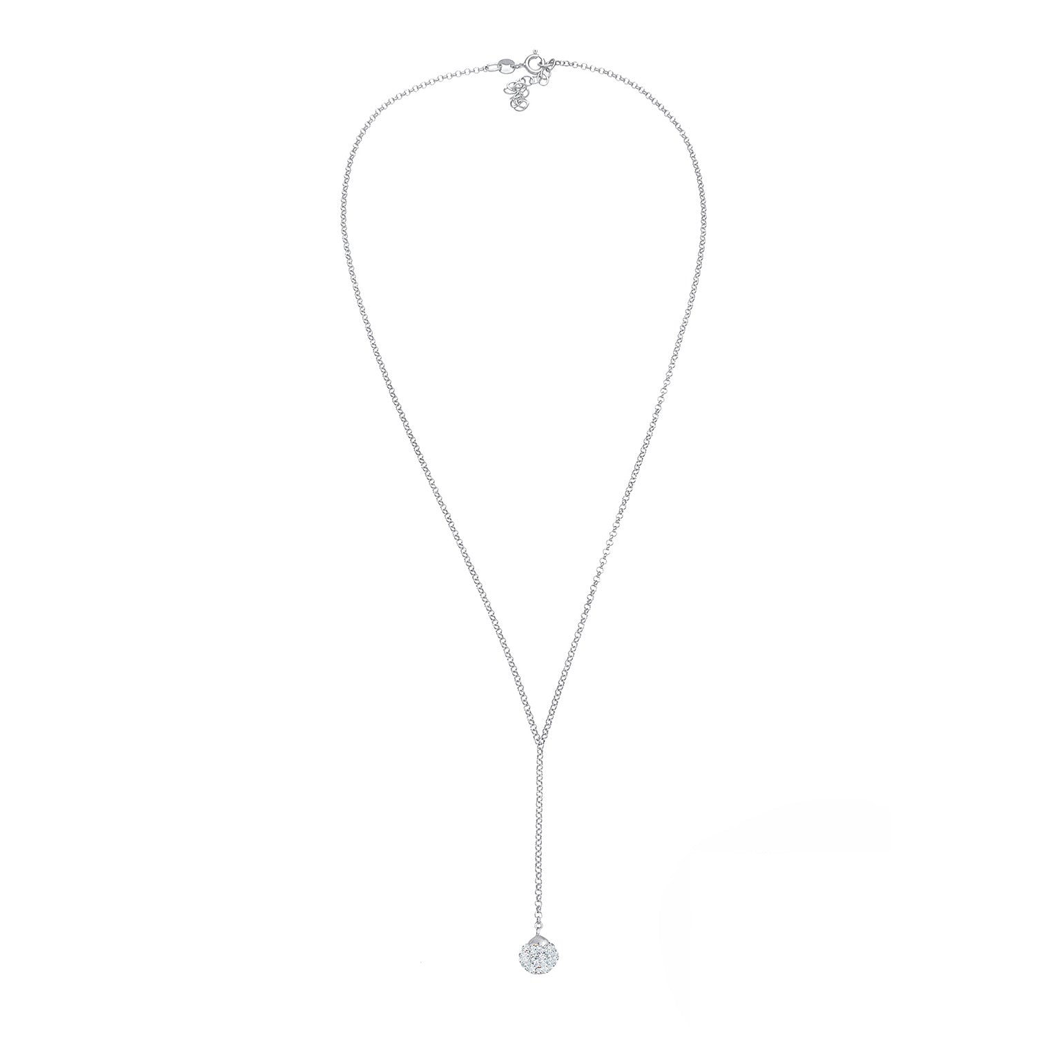 Silber - Elli | Halskette Kugel | Mit Kristallen von Swarovski® (Weiß) | 925er Sterling Silber