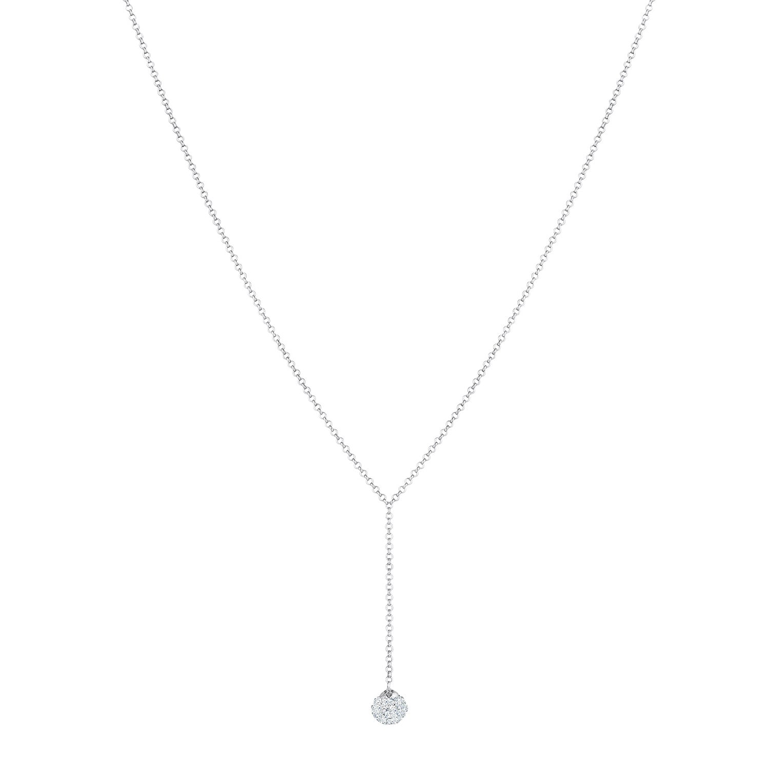 Silber - Elli | Halskette Kugel | Mit Kristallen von Swarovski® (Weiß) | 925er Sterling Silber