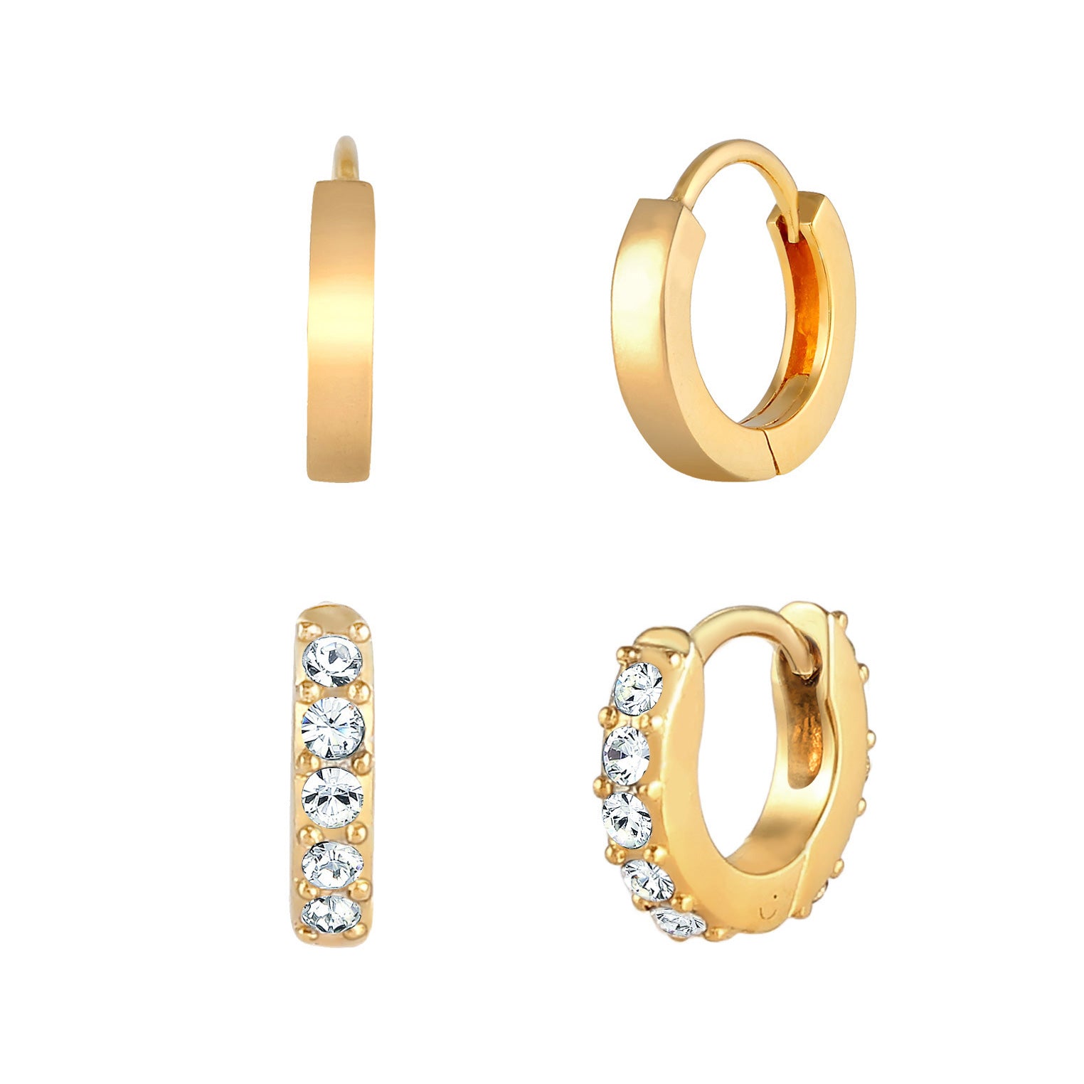 Gold - Elli | Ohrringset | Mit Kristallen von Swarovski® (Weiß) | 925 Sterling Silber vergoldet