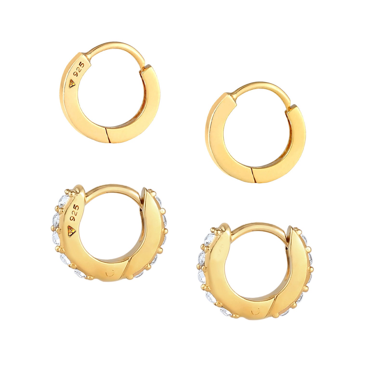 Gold - Elli | Ohrringset | Mit Kristallen von Swarovski® (Weiß) | 925 Sterling Silber vergoldet