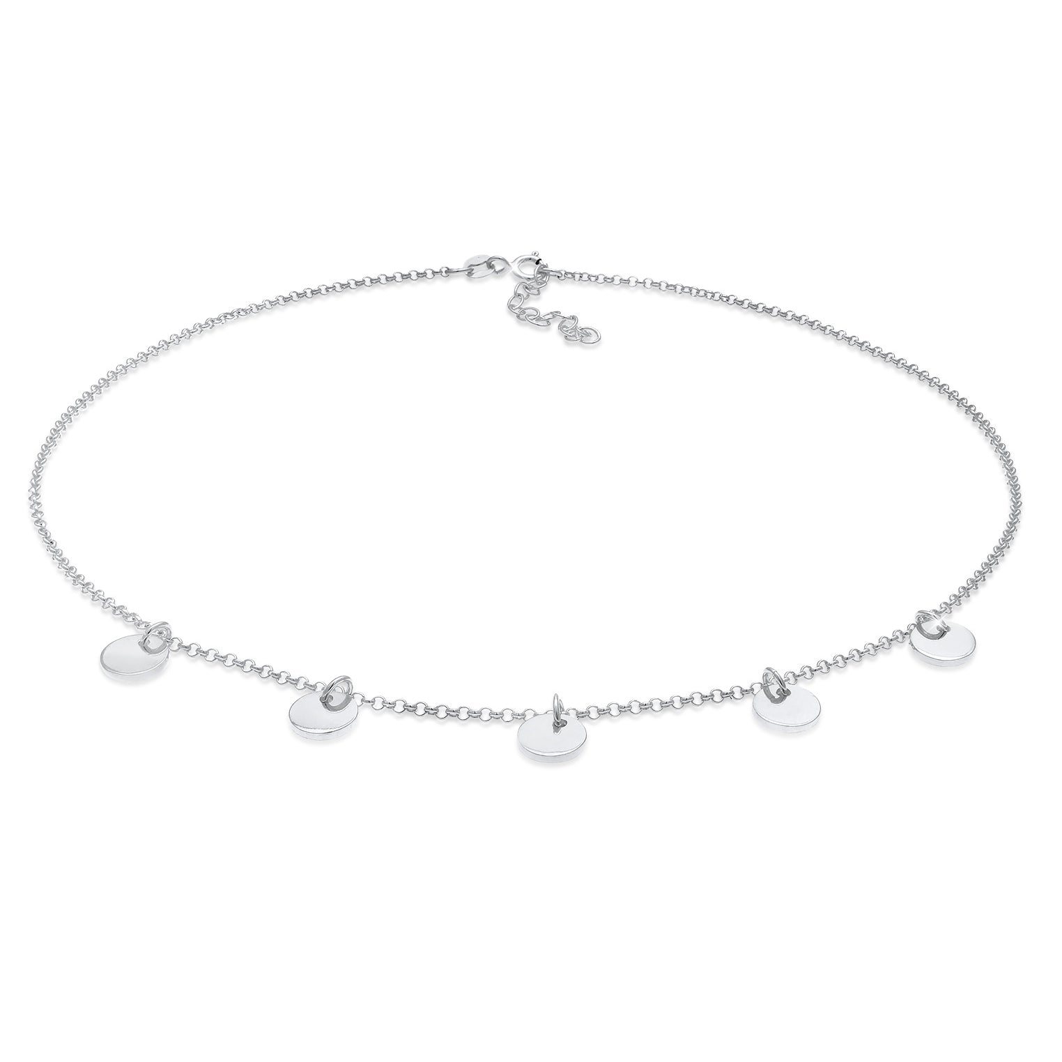 Silber - Elli | Choker Plättchen Anhänger | 925 Sterling Silber