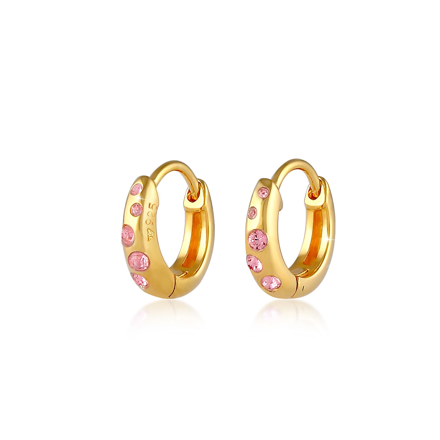 Gold - Elli | Ohrring | Kristall ( Rosa ) | 925 Sterling Silber vergoldet