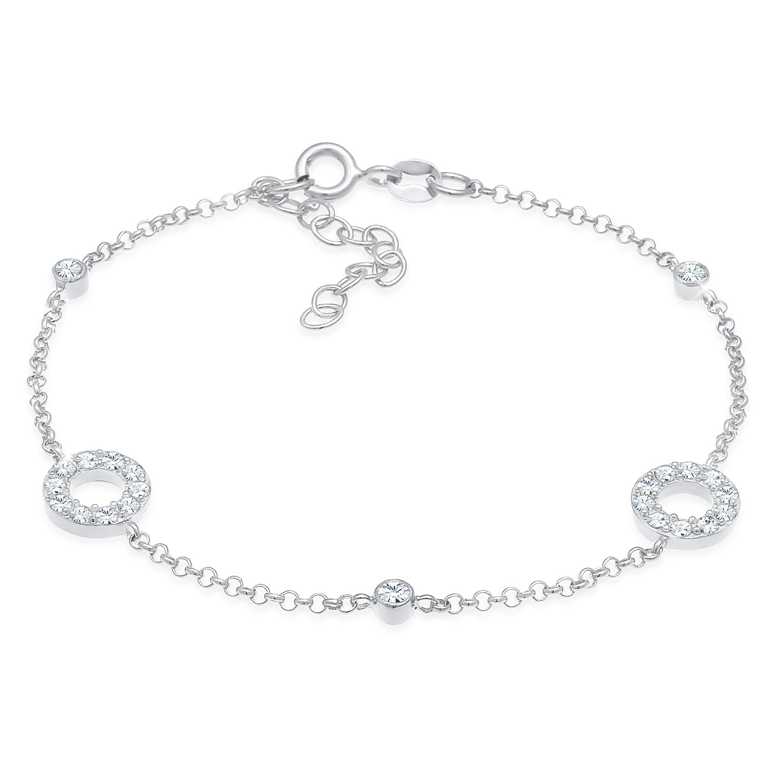 Silber - Elli | Armband Kreis | Kristall (Weiß) | 925er Sterling Silber