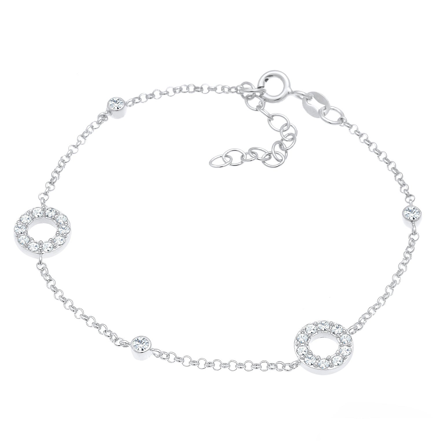 Silber - Elli | Armband Kreis | Kristall (Weiß) | 925er Sterling Silber