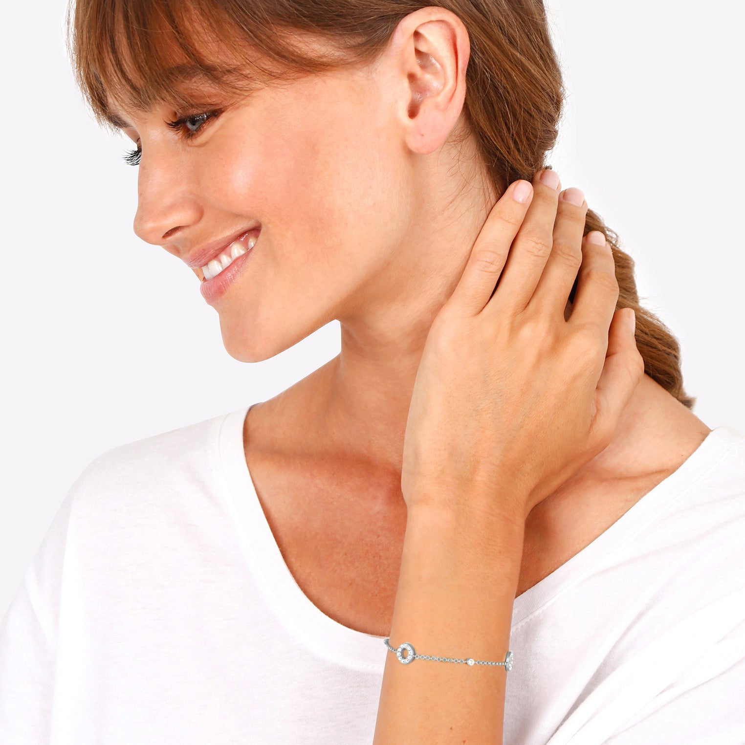Silber - Elli | Armband Kreis | Kristall (Weiß) | 925er Sterling Silber