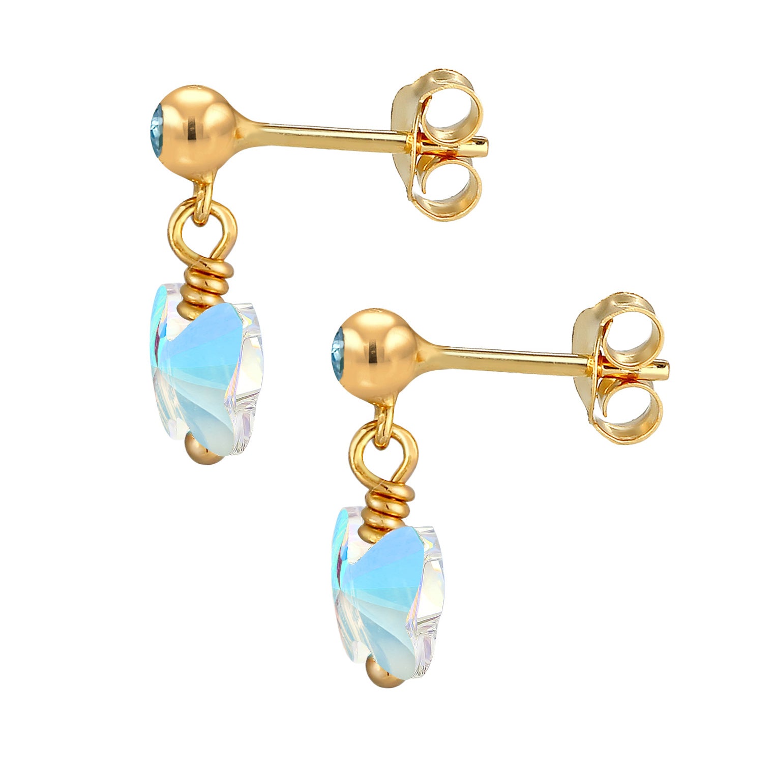 Blau - Elli | Ohrring Schmetterling | Kristall ( Weiß ) | 925 Sterling Silber vergoldet