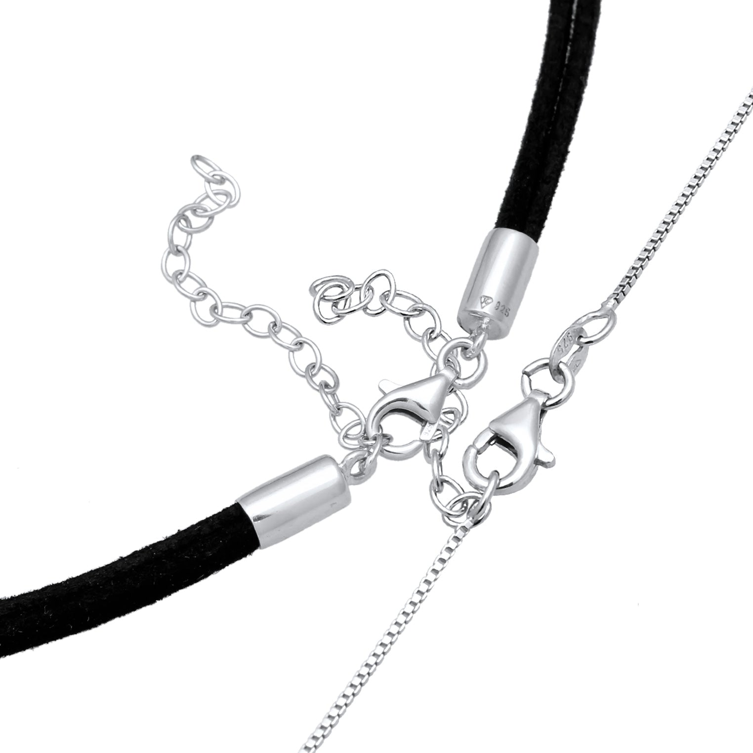 Silber - Elli | Choker Kreis | Kunstleder | 925er Sterling Silber