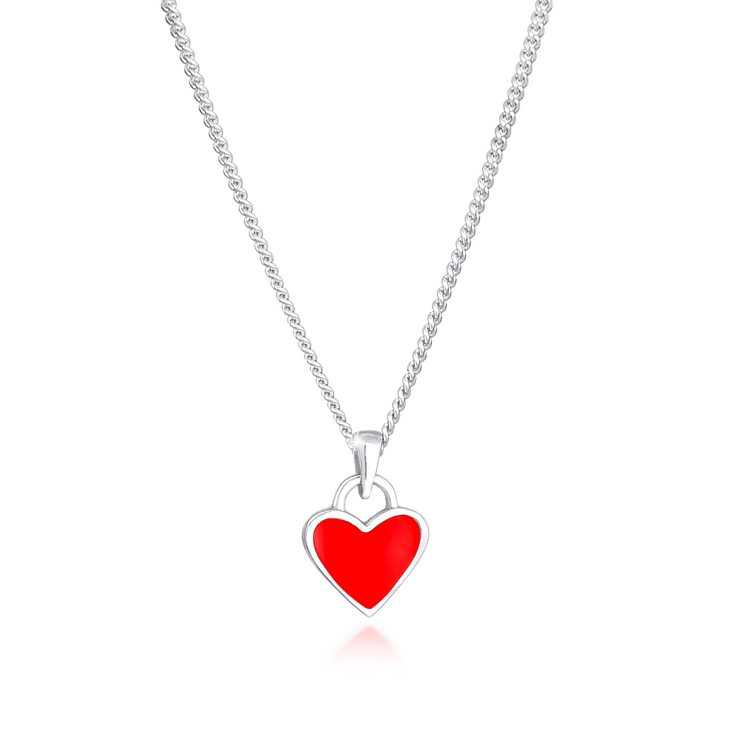 Silber - Elli | Halskette Herz | Emaille (Rot) | 925er Sterling Silber