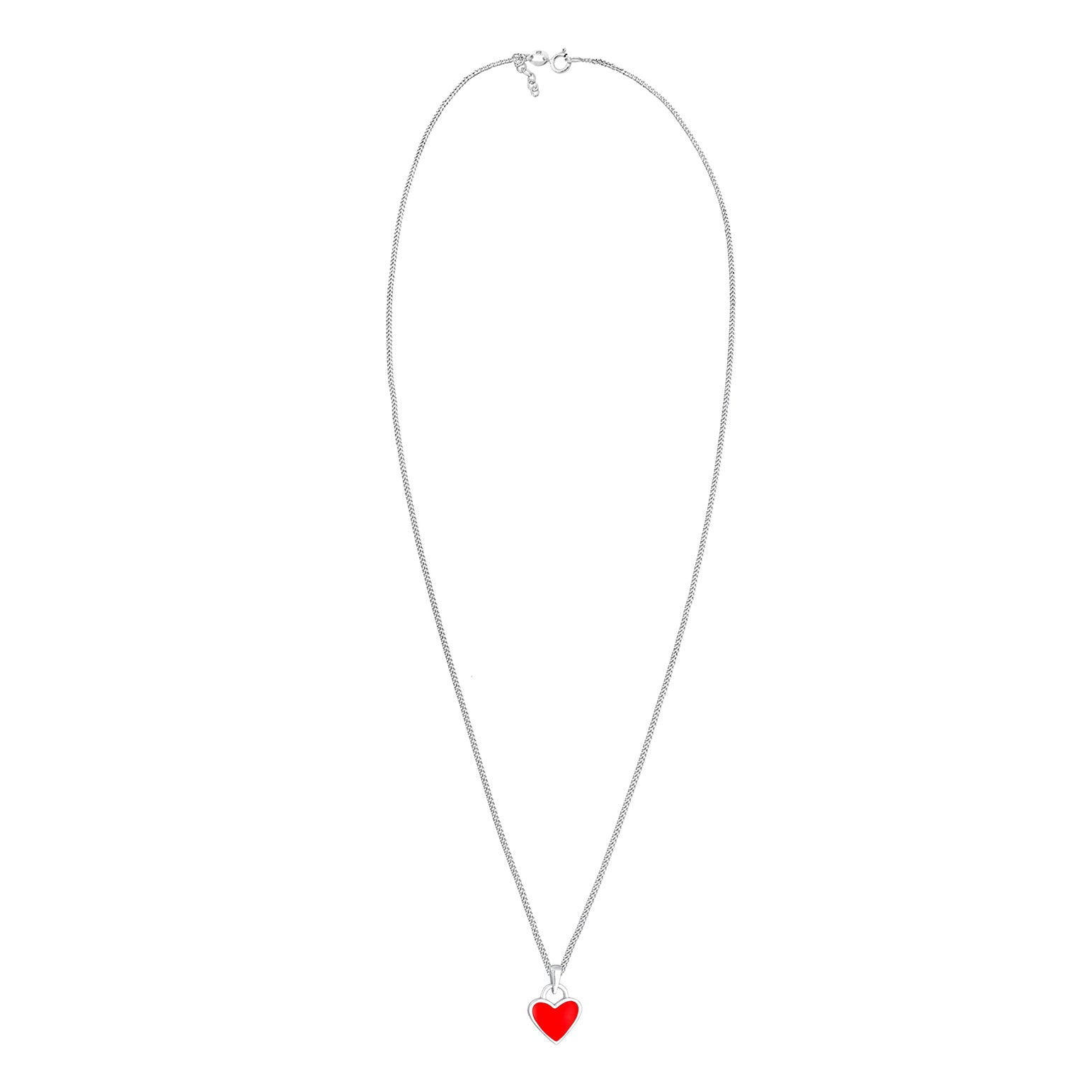 Silber - Elli | Halskette Herz | Emaille (Rot) | 925er Sterling Silber