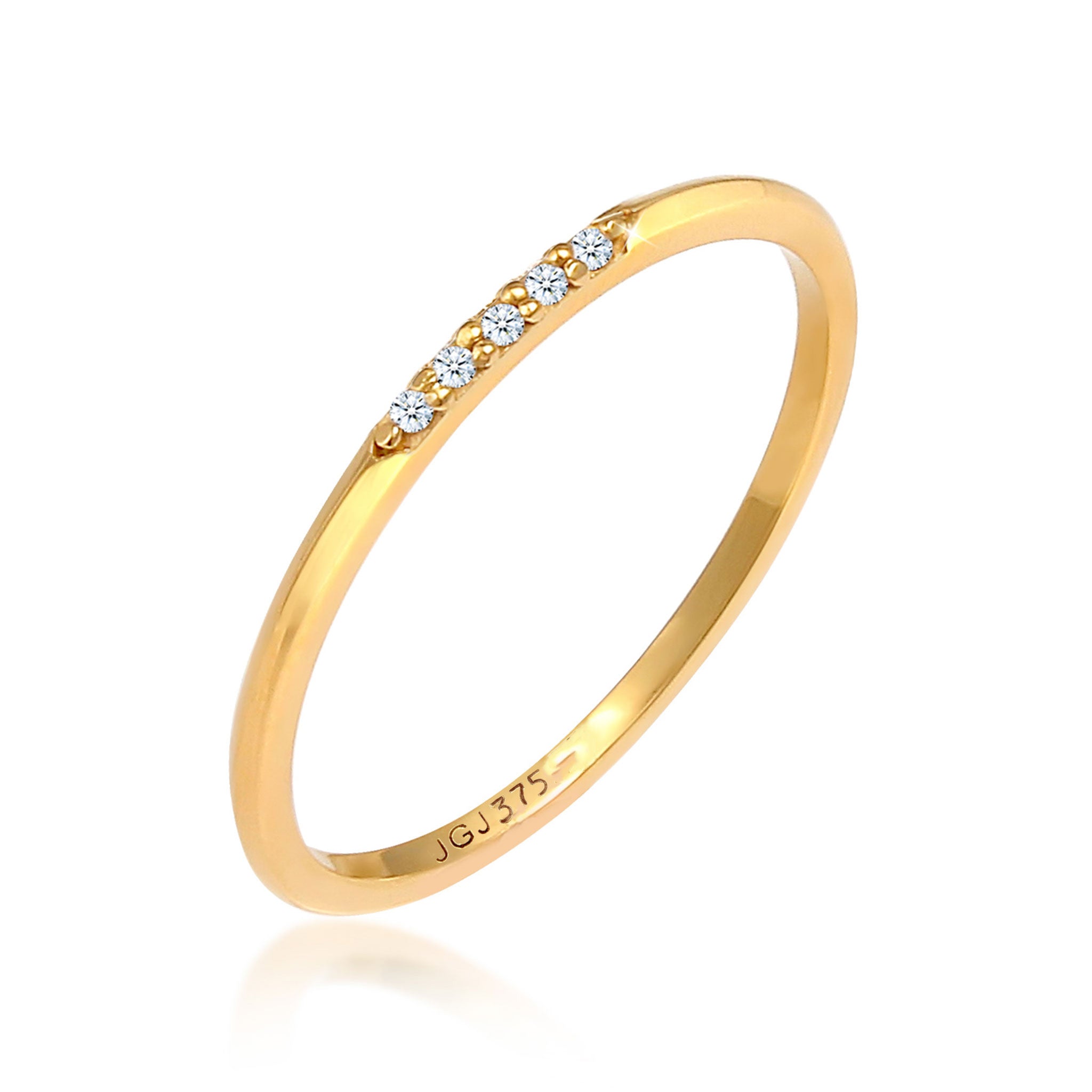 Gold - Elli DIAMONDS | Ringset | Diamant ( Weiß, 0,025 ct ) | 375 Gelbgold