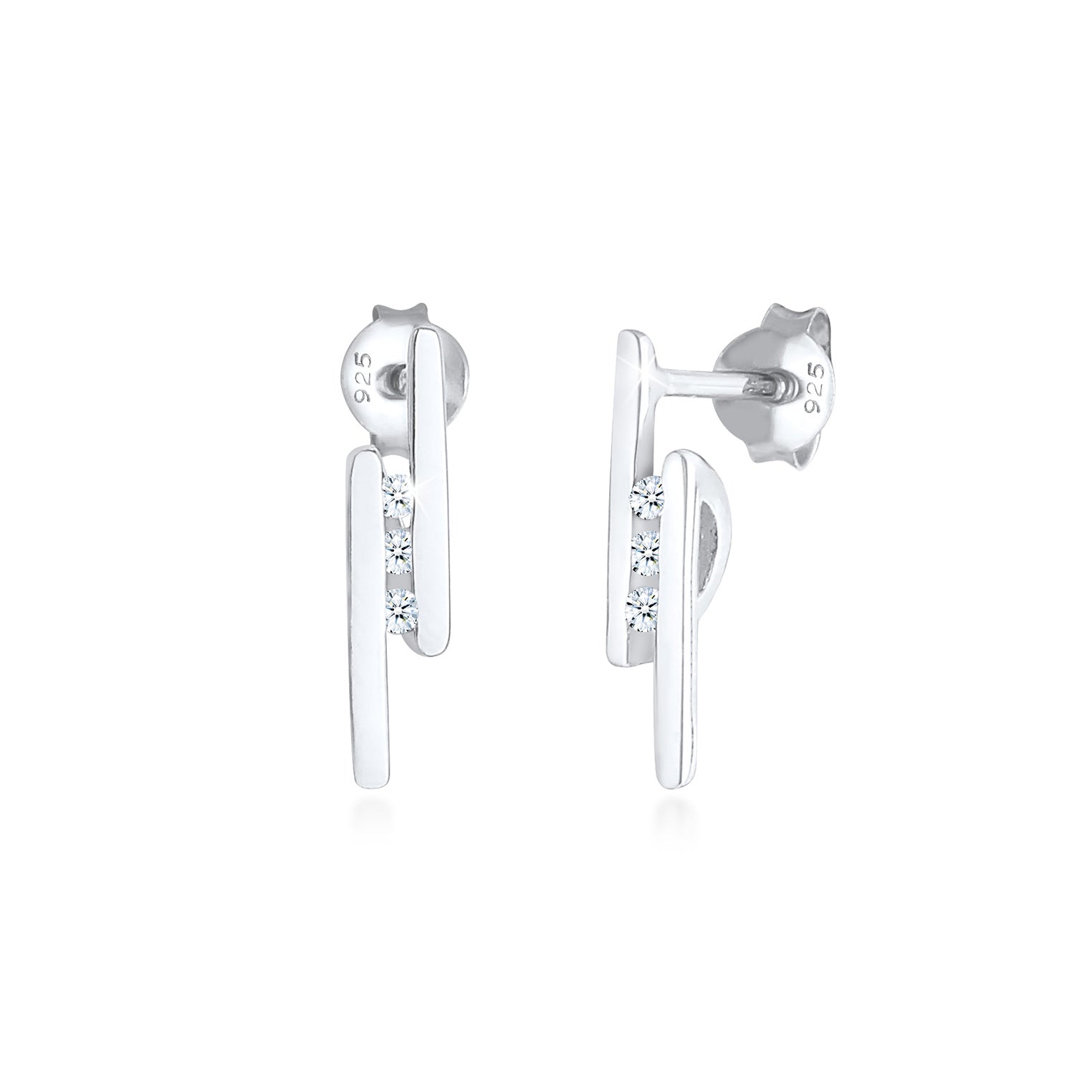 Silber - Elli DIAMONDS | Ohrstecker Geo | Diamant ( Weiß, 0,09 ct ) | 925er Sterling Silber