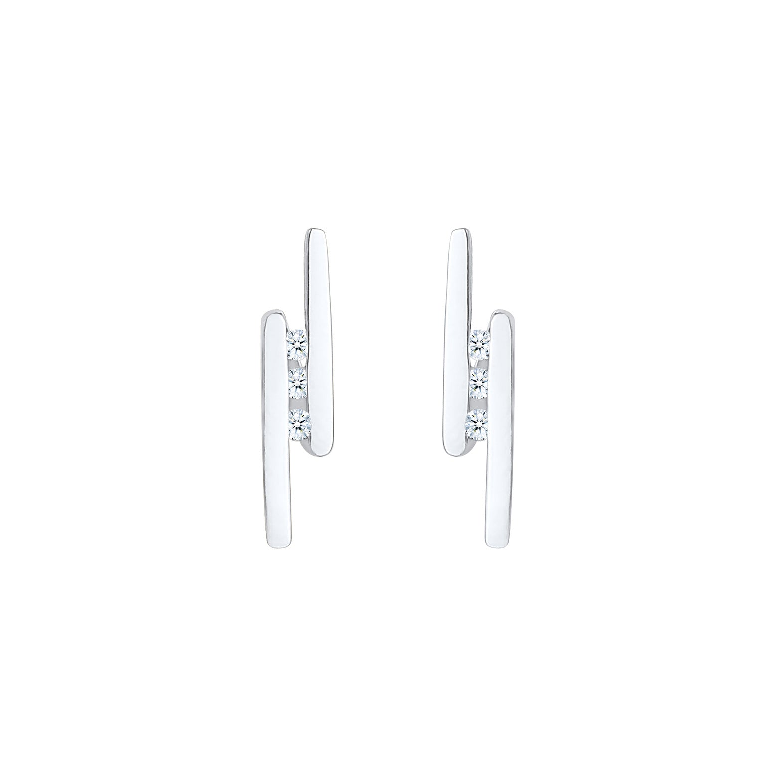 Silber - Elli DIAMONDS | Ohrstecker Geo | Diamant ( Weiß, 0,09 ct ) | 925er Sterling Silber