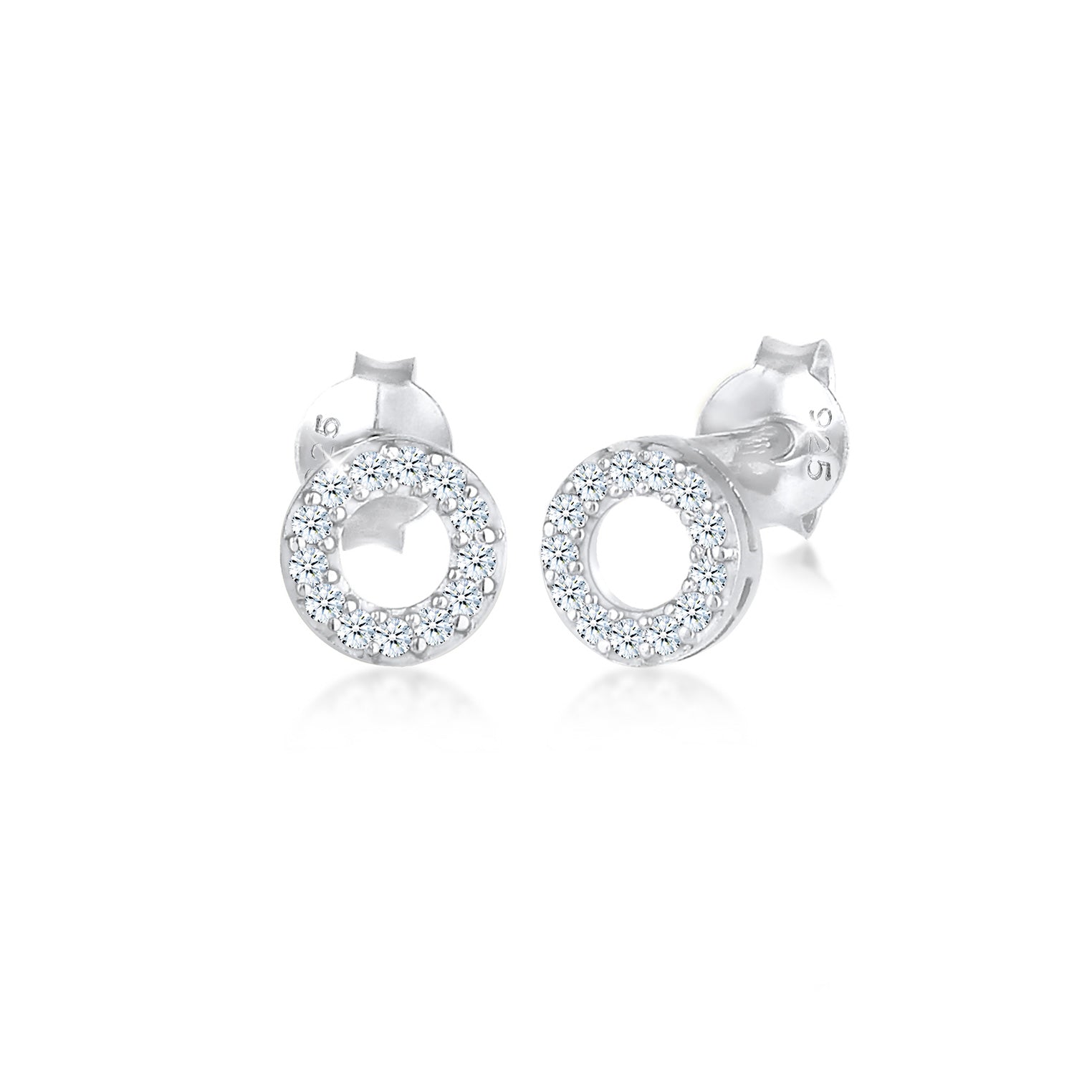 Silber - Elli DIAMONDS | Ohrstecker Kreis | Diamant ( Weiß, 0,13 ct ) | 925er Sterling Silber