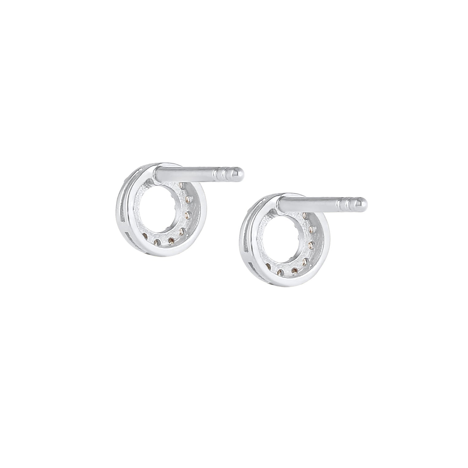 Silber - Elli DIAMONDS | Ohrstecker Kreis | Diamant ( Weiß, 0,13 ct ) | 925er Sterling Silber