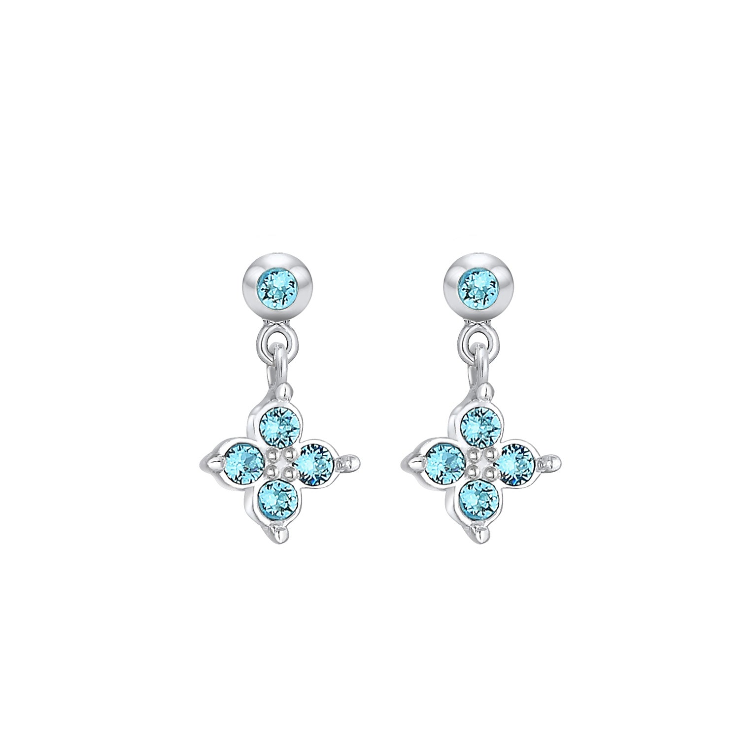 Blau - Elli | Ohrring Blume | Kristall ( Hellblau ) | 925er Sterling Silber
