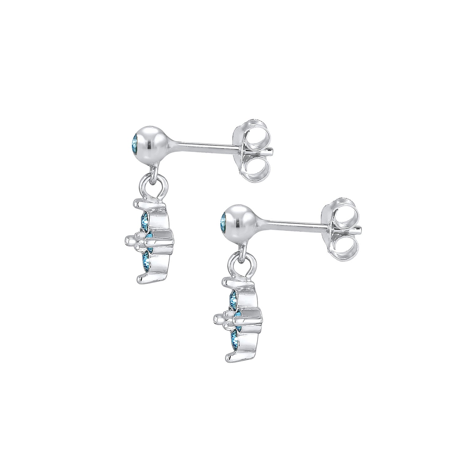 Blau - Elli | Ohrring Blume | Kristall ( Hellblau ) | 925er Sterling Silber
