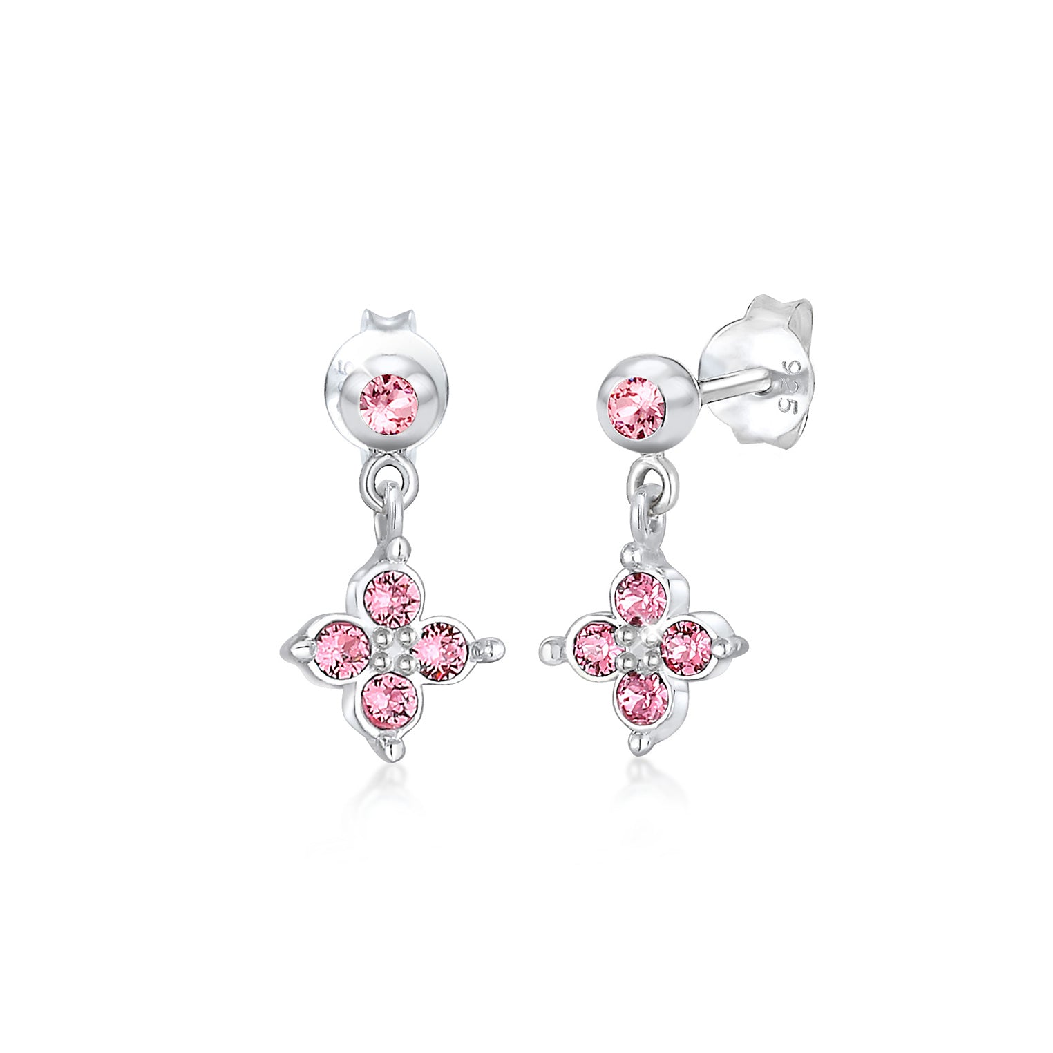 Rosa - Elli | Ohrring Blume | Kristall ( Rosa ) | 925er Sterling Silber