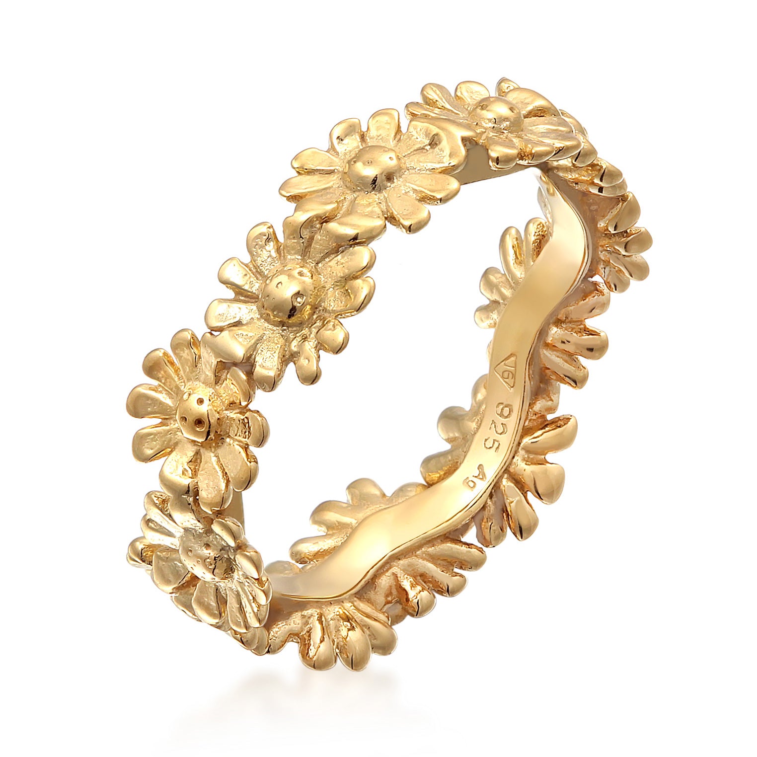 Gold - Elli | Ring Blume | 925 Sterling Silber vergoldet