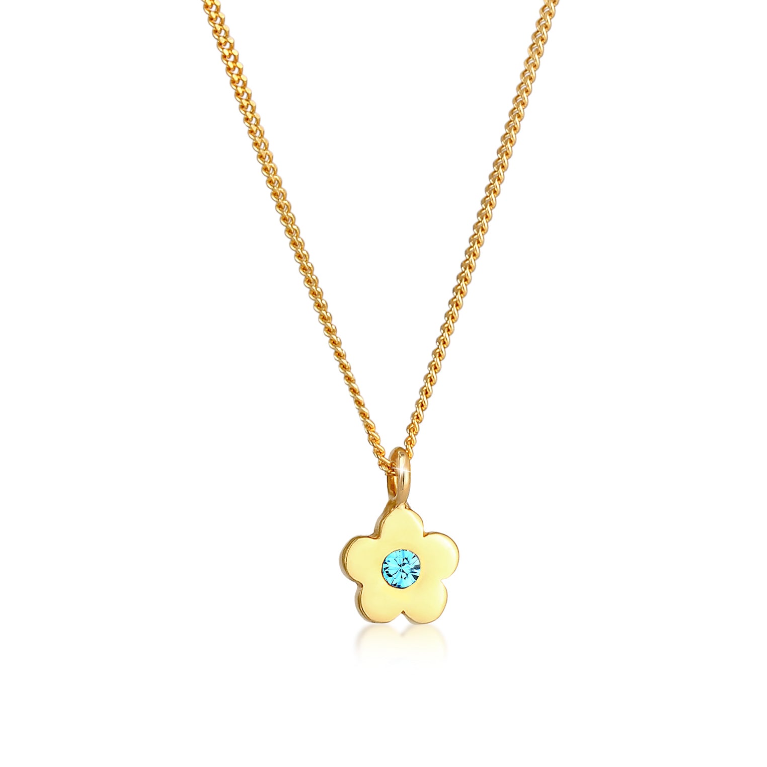 Gold - Elli | Halskette Blume | Mit Kristallen von Swarovski® (Hellblau) | 925 Sterling Silber vergoldet