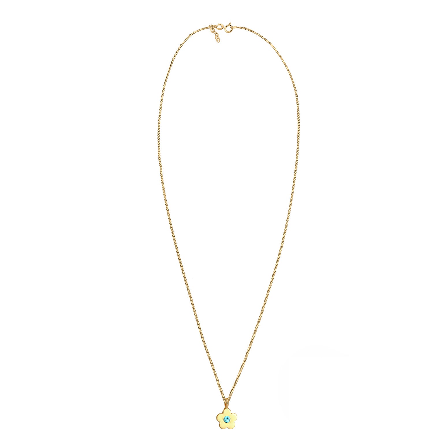 Gold - Elli | Halskette Blume | Mit Kristallen von Swarovski® (Hellblau) | 925 Sterling Silber vergoldet