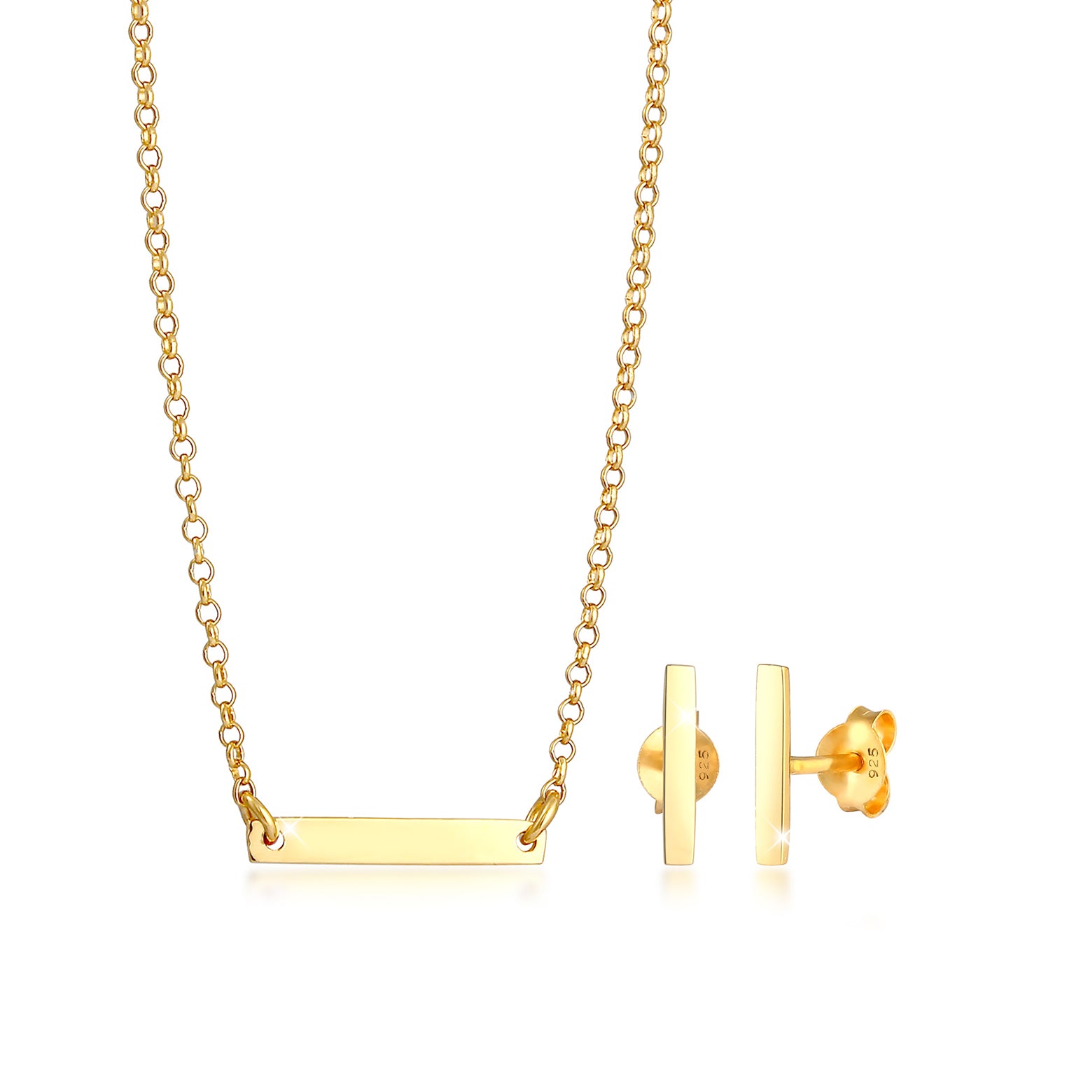 Gold - Elli | Schmuckset  Geo | 925 Sterling Silber vergoldet