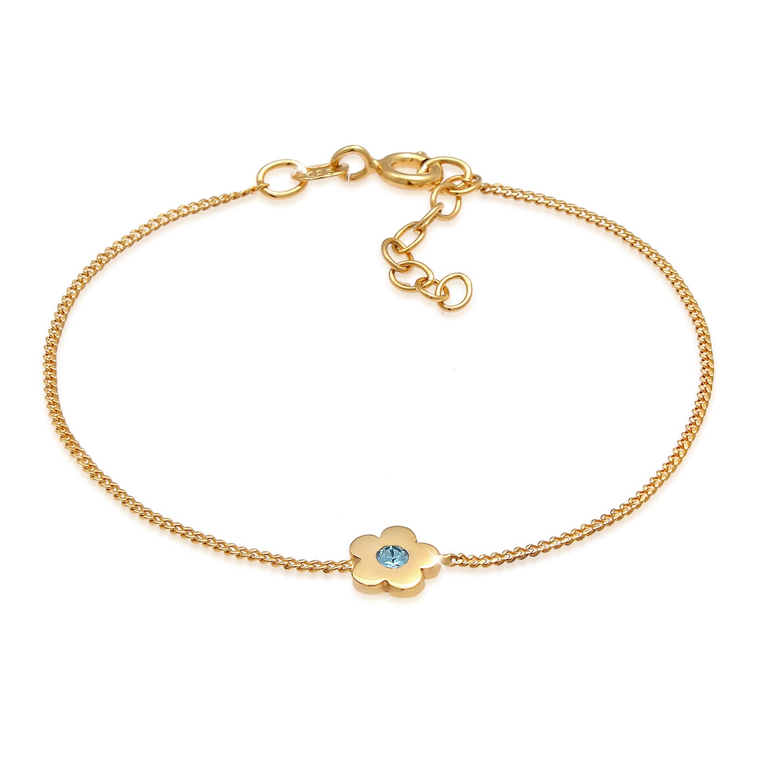 Gold - Elli | Armband Blume | Kristall ( Hellblau ) | 925 Sterling Silber vergoldet