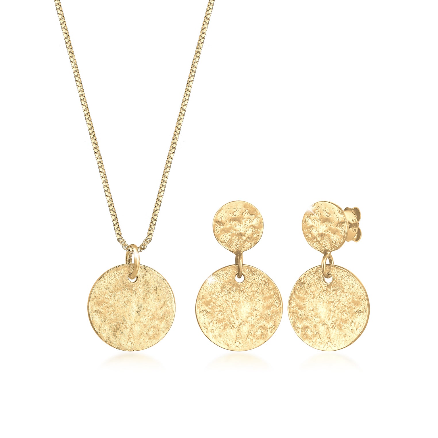 Gold - Elli | Venezianer-Schmuckset  Geo | 925 Sterling Silber vergoldet