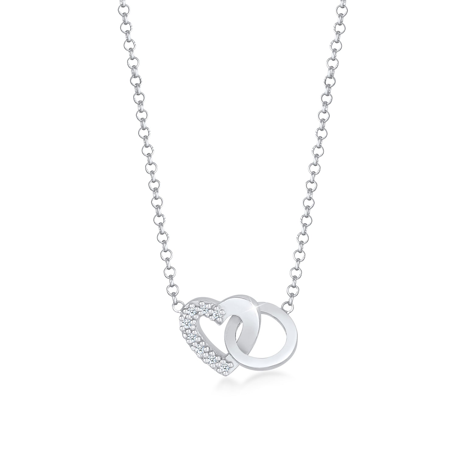 Silber - Elli DIAMONDS | Halskette Herz | Diamant (Weiß, 0,04 ct) | 925er Sterling Silber