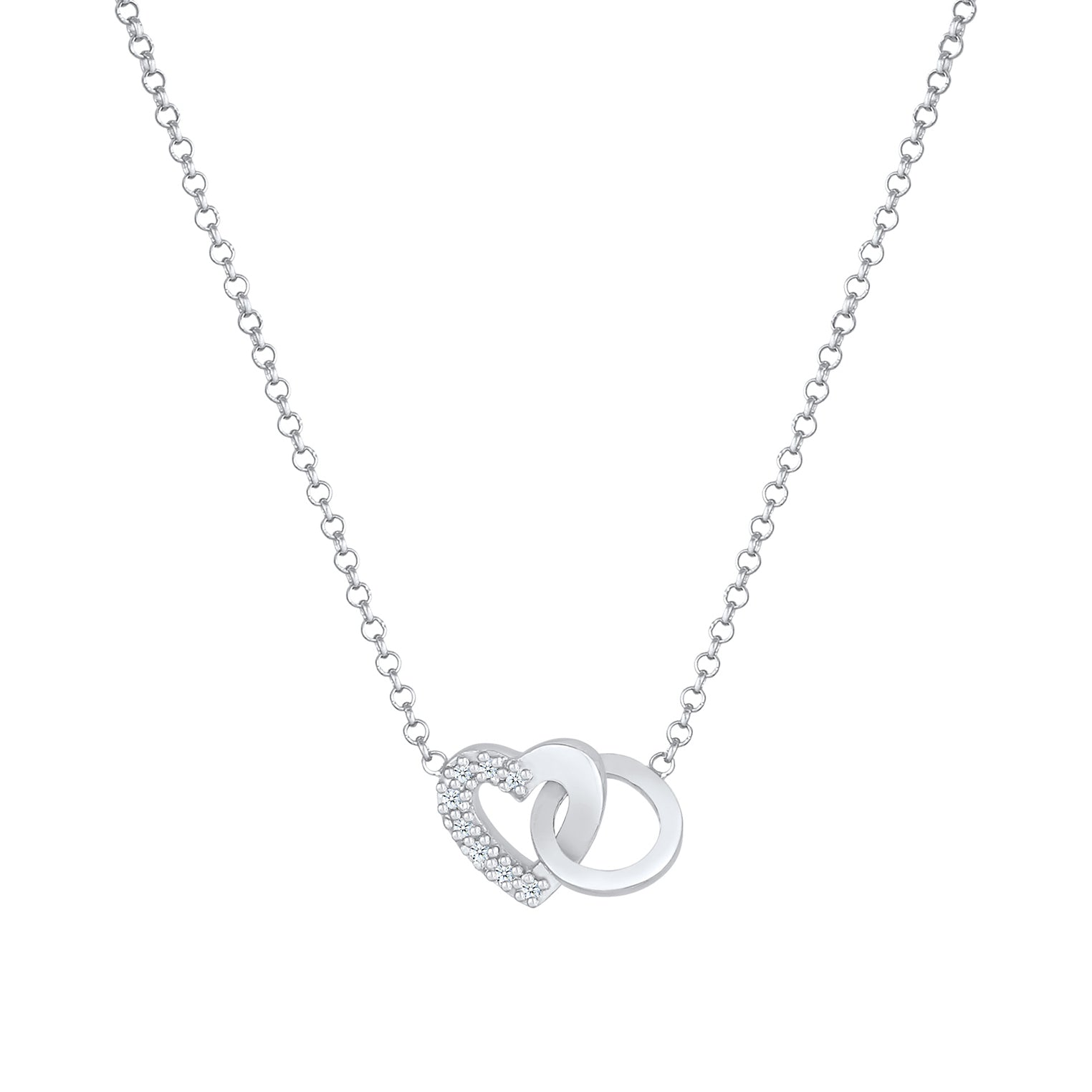 Silber - Elli DIAMONDS | Halskette Herz | Diamant (Weiß, 0,04 ct) | 925er Sterling Silber