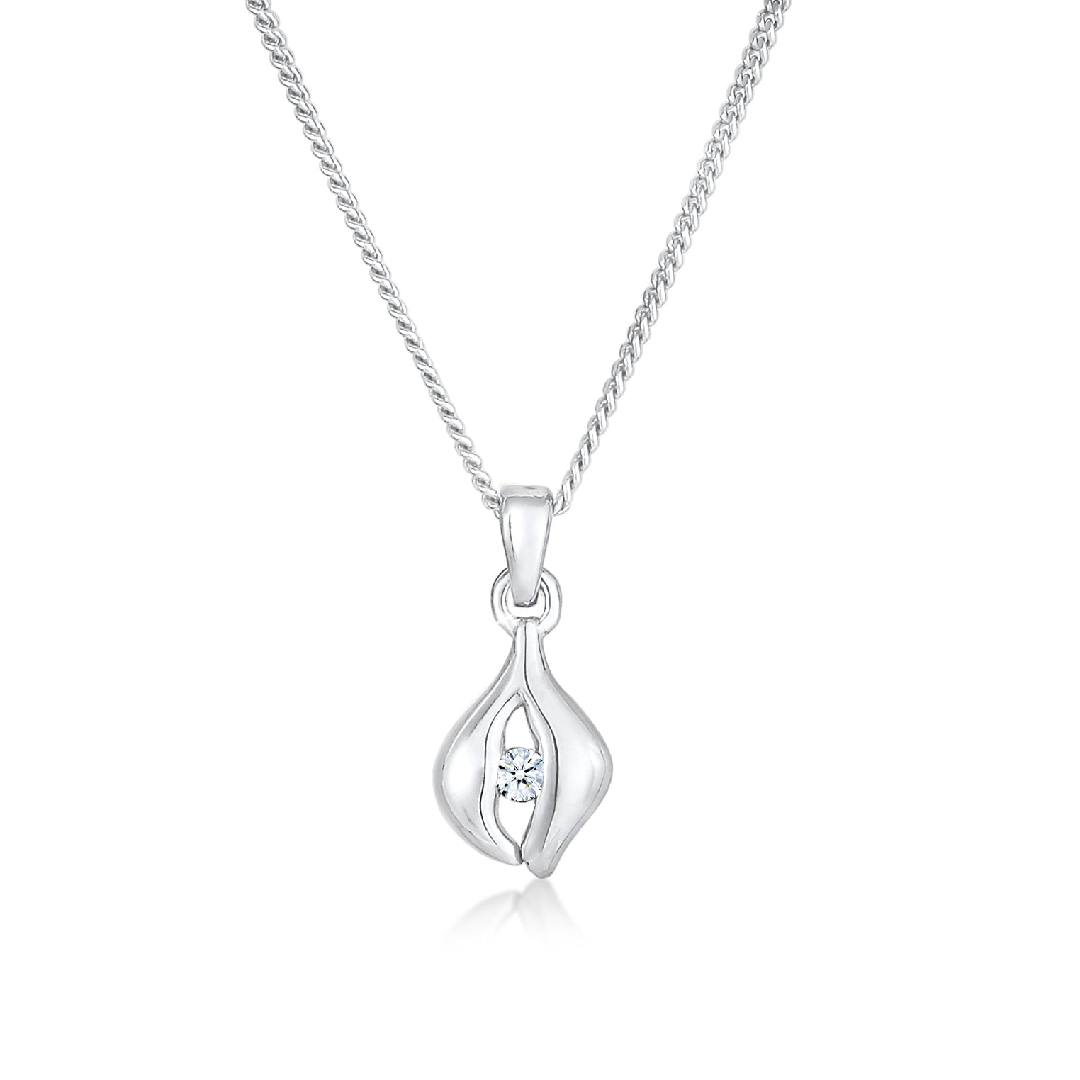 Silber - Elli DIAMONDS | Halskette Tropfen | Diamant ( Weiß, 0,03 ct ) | 925er Sterling Silber