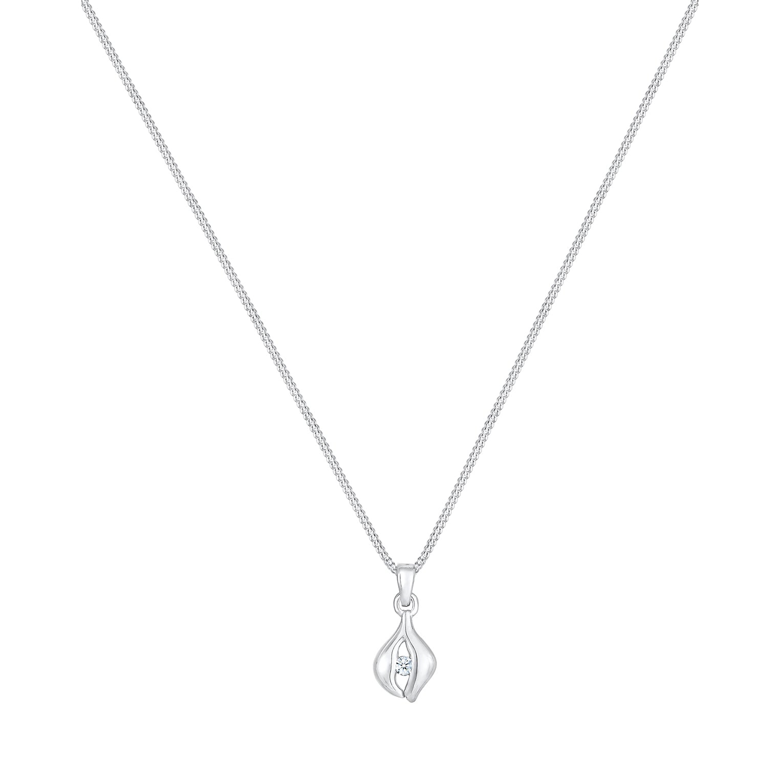Silber - Elli DIAMONDS | Halskette Tropfen | Diamant ( Weiß, 0,03 ct ) | 925er Sterling Silber