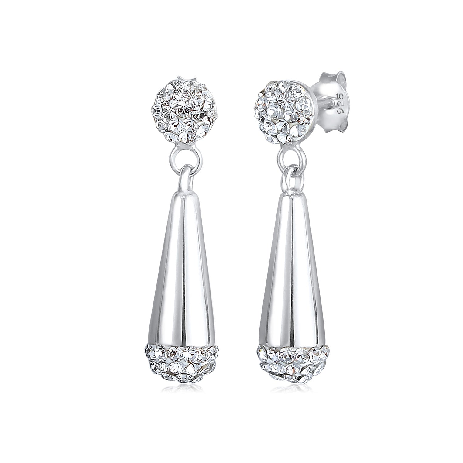 Silber - Elli | Ohrhänger| Kristall ( Weiß ) | 925er Sterling Silber