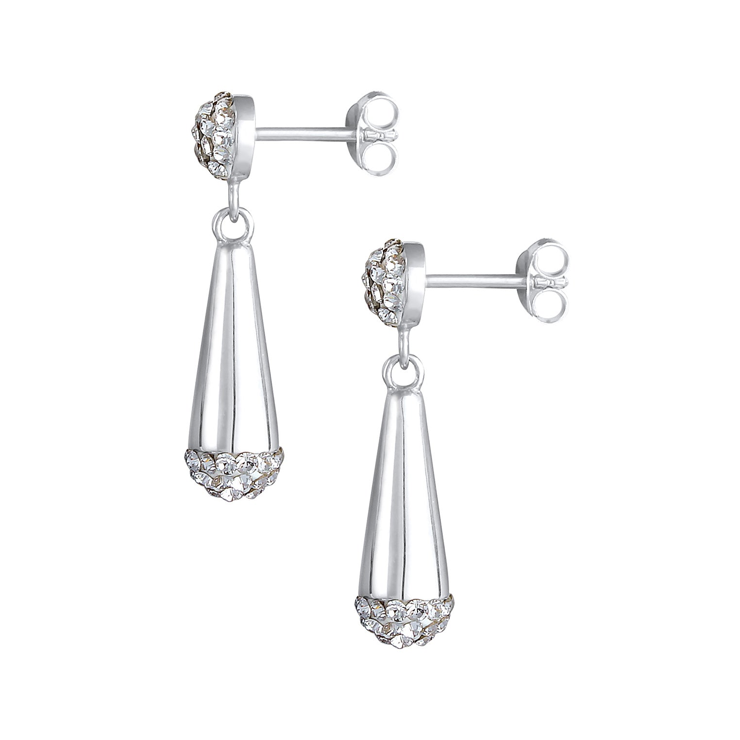 Silber - Elli | Ohrhänger| Kristall ( Weiß ) | 925er Sterling Silber