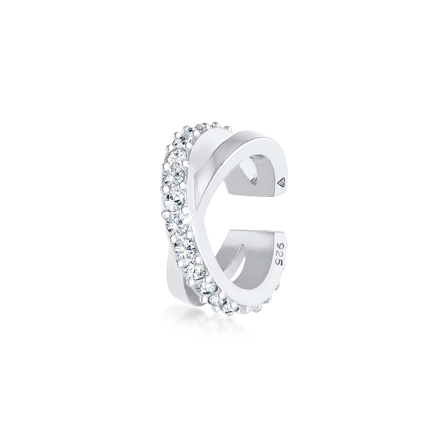 Silber - Elli | Earcuff | Kristall ( Weiß ) | 925er Sterling Silber